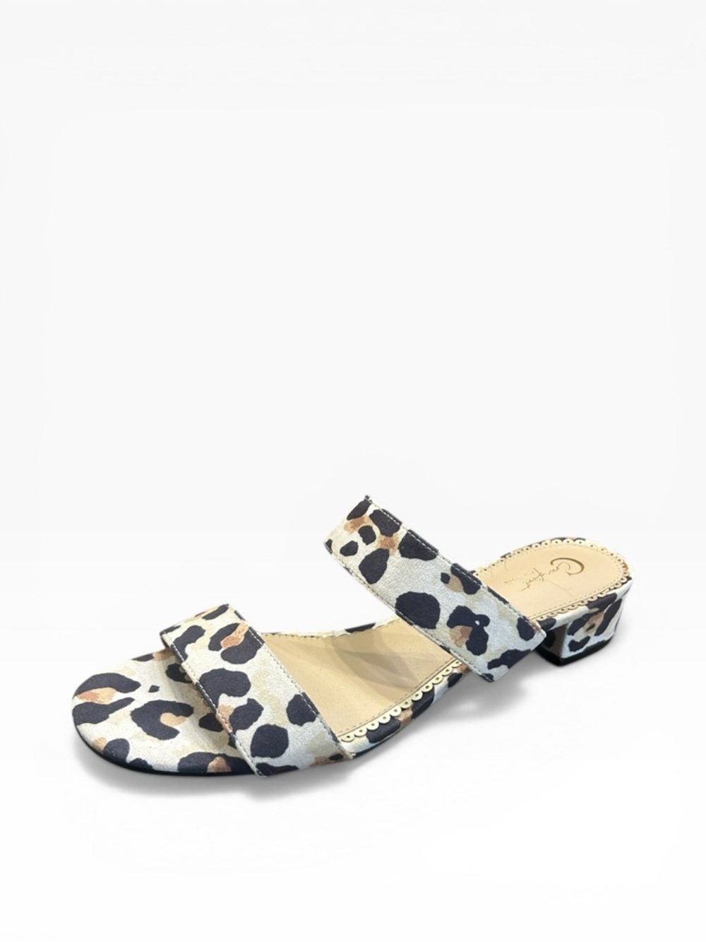 C Comfort Leopard Print Double Strap Slip-On Sandal Women’s Size 9